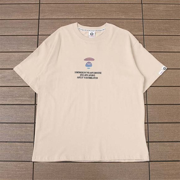 AAPE Colorful Ape Head Lettering Logo T-Shirt - Cream Short Sleeve
